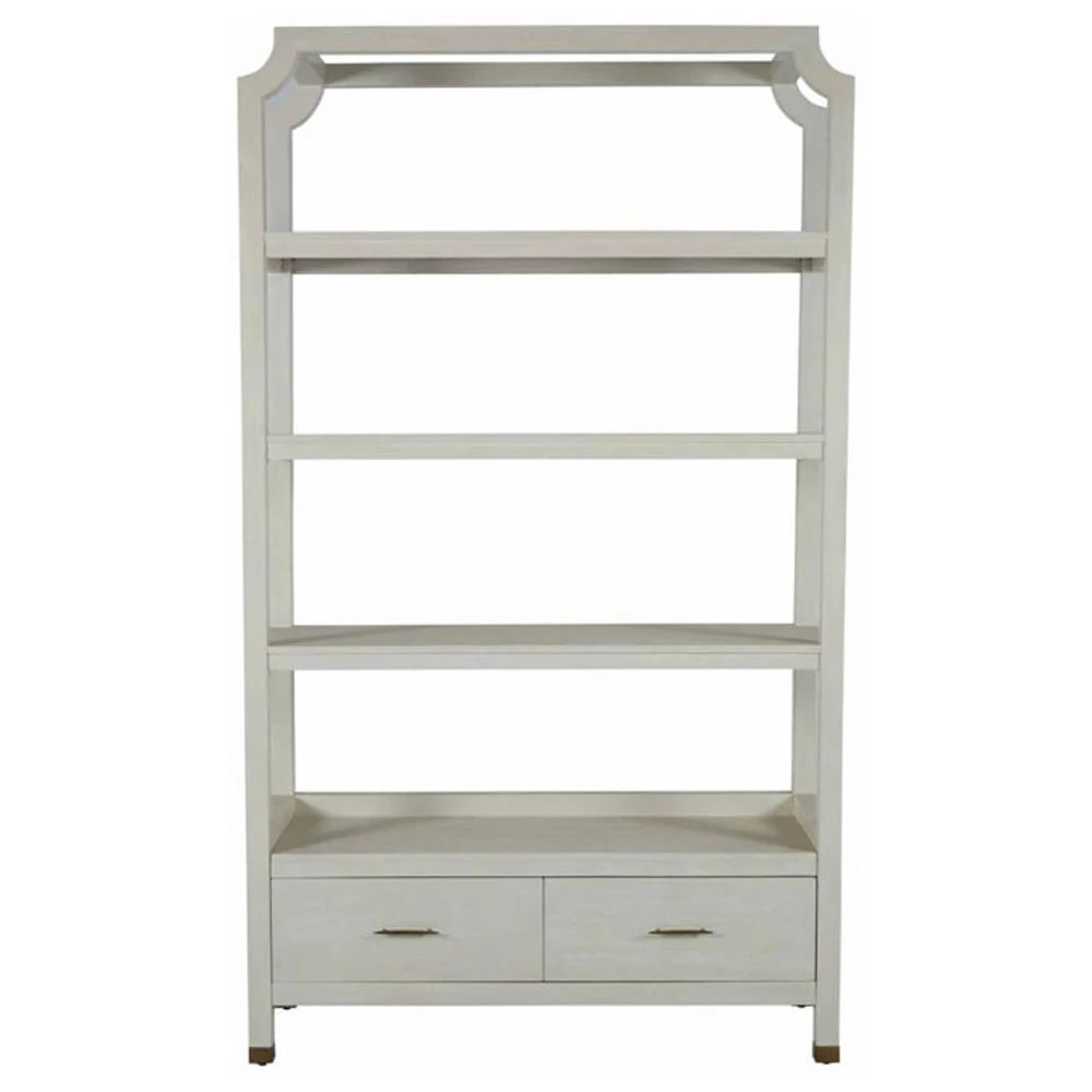 Crest Modern Classic Cerused White Wood Bookcase | Kathy Kuo Home