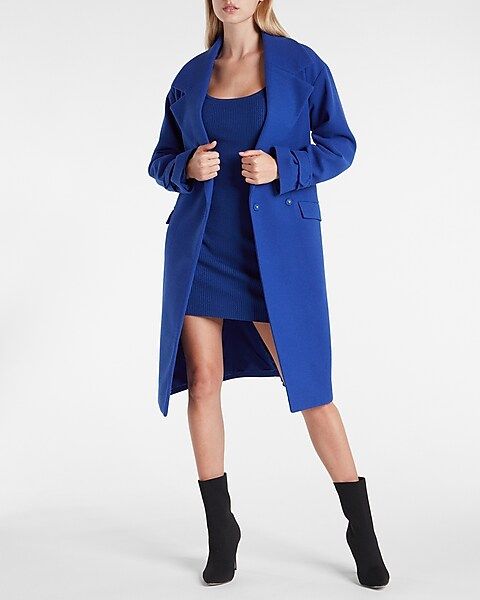 Belted Wrap Front Faux Wool Coat | Express