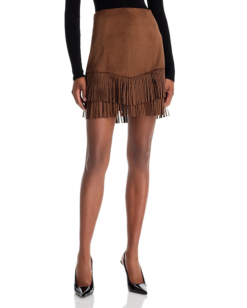 L'Agence Lyle Faux Suede Fringe Mini Skirt | Bloomingdale's (US)