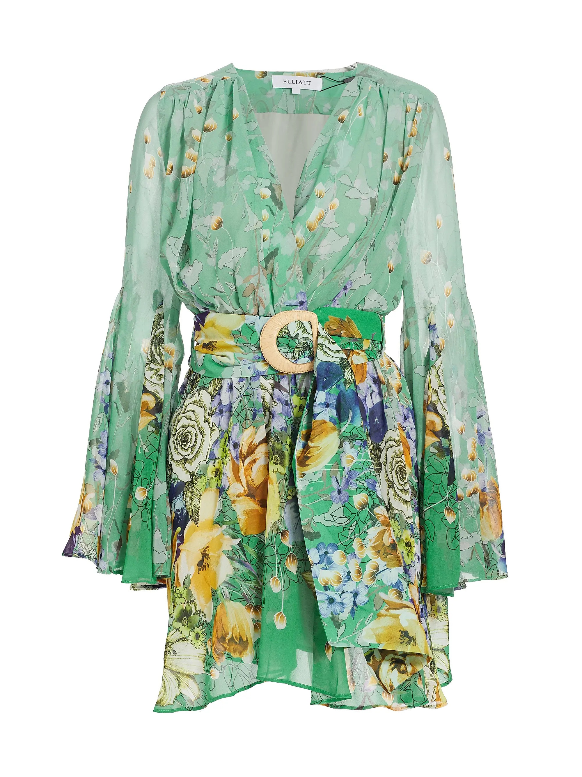 Migration Floral Wrap Minidress | Saks Fifth Avenue