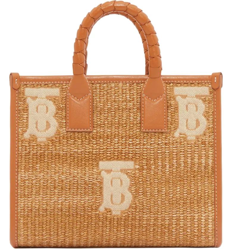 Burberry Mini Freya TB Monogram Raffia Tote | Nordstrom | Nordstrom