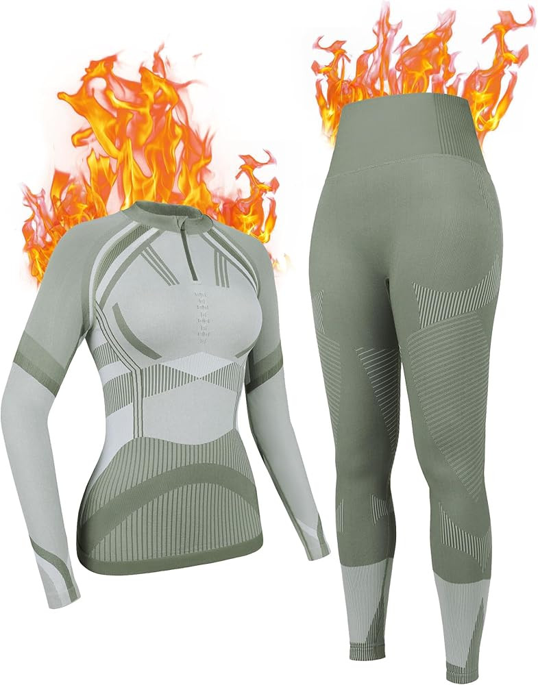 ATTRACO Womens Thermal Underwear Sets Half Zip Womens Long Johns Underwear Thermal Wear for Women... | Amazon (US)