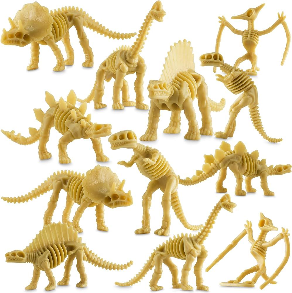 Bedwina Dinosaur Fossil Skeleton - (Pack of 24) 3.7 Inch Assorted Plastic Dino Figure Bones for K... | Amazon (US)
