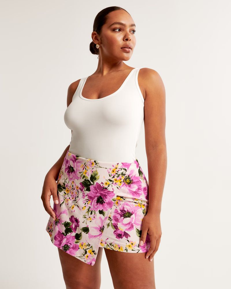 The A&F Scarlett Linen-Blend Wrap Mini Skort | Abercrombie & Fitch (US)