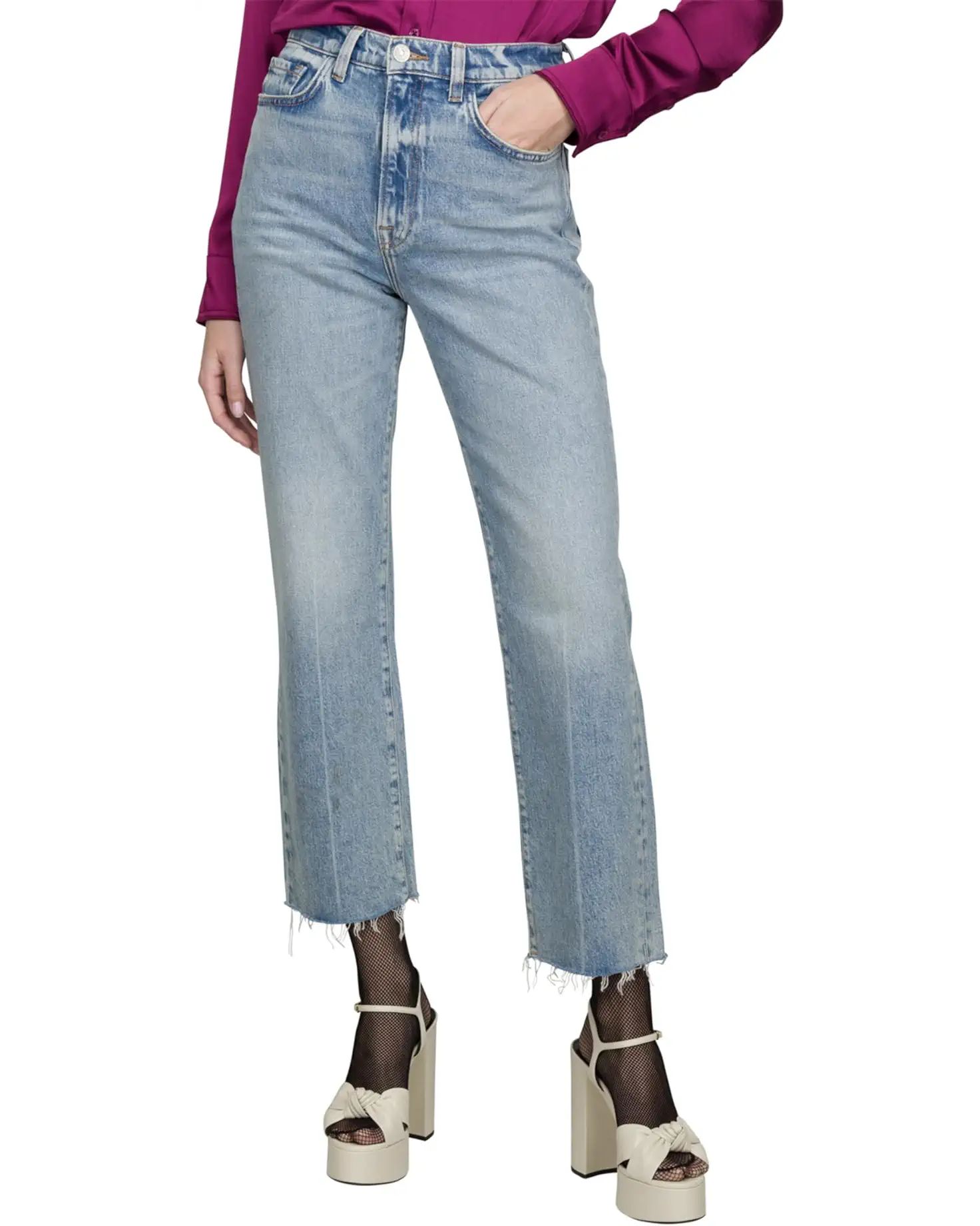 7 For All Mankind Logan Stovepipe w/ Fringe Hem in Ode To | Zappos