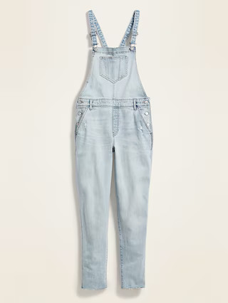 Straight Light-Wash Distressed Jean Overalls for Women | Old Navy (US)