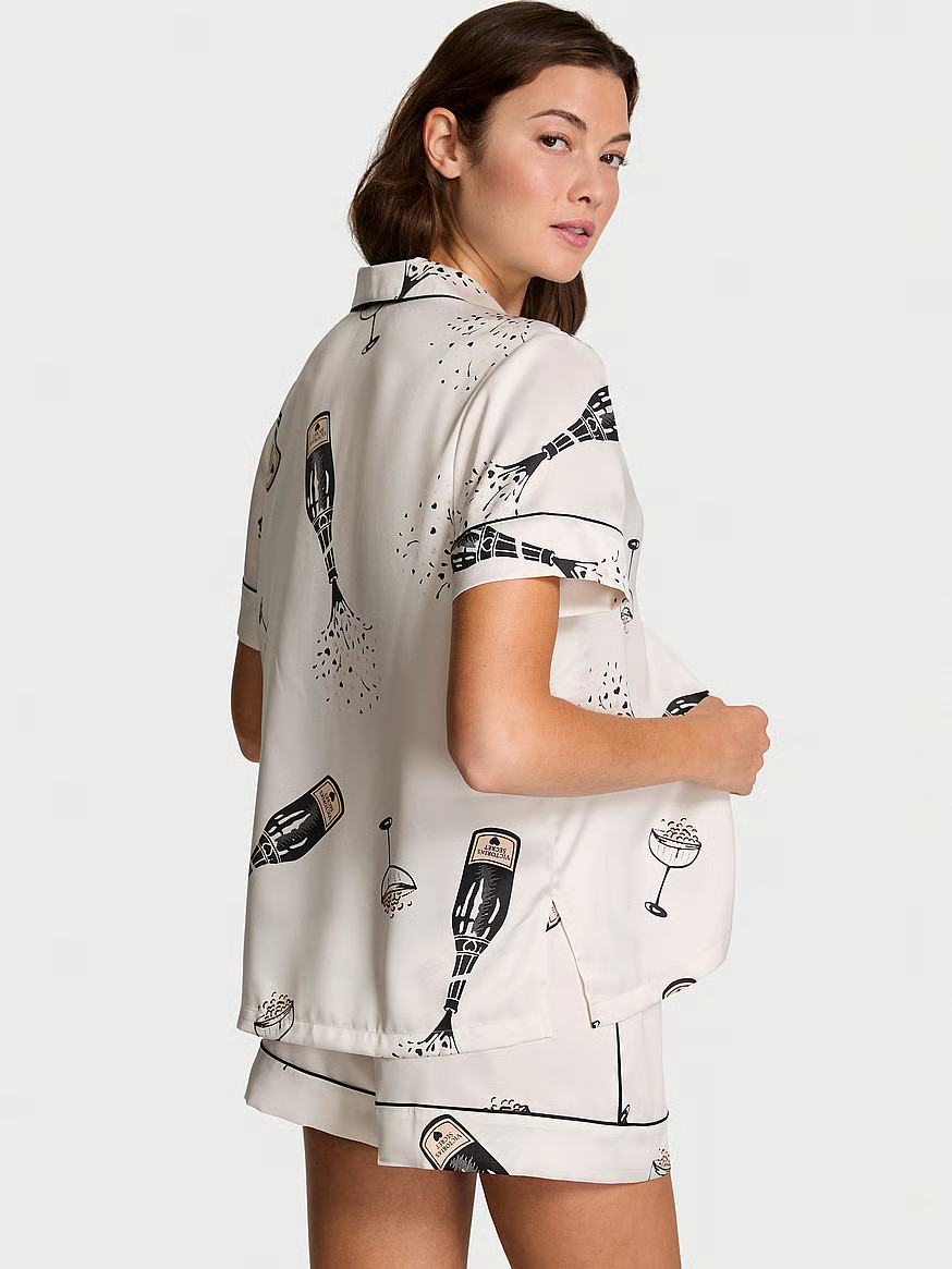 Buy Glazed Satin Short Pajama Set, Coconut White Champagne Bottles - Order Pajamas Sets online - ... | Victoria's Secret (US / CA )