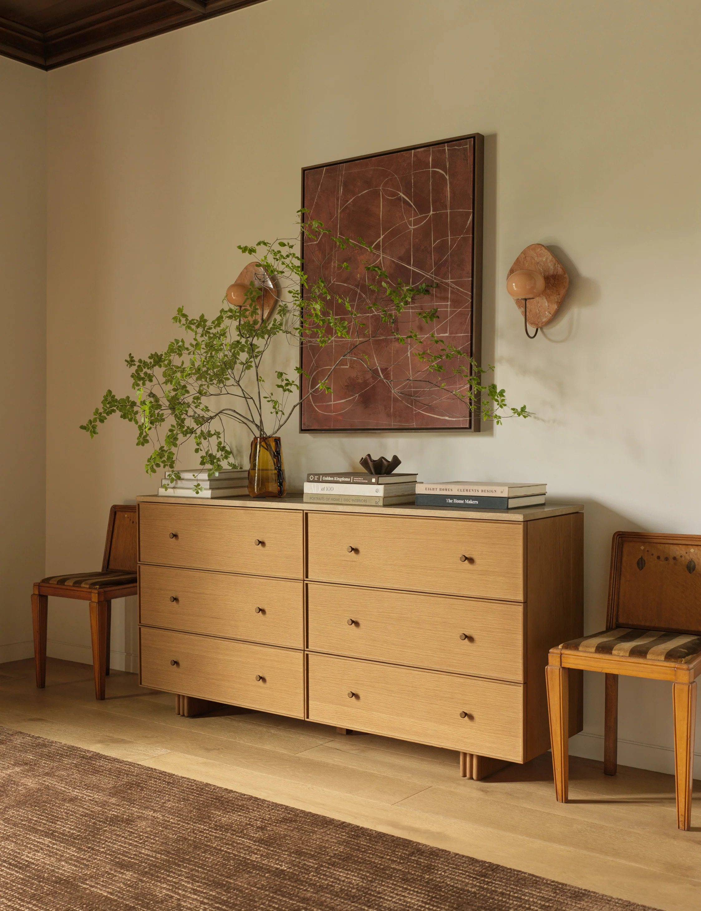 Keshan 6-Drawer Dresser, Natural and Travertine | Lulu and Georgia 