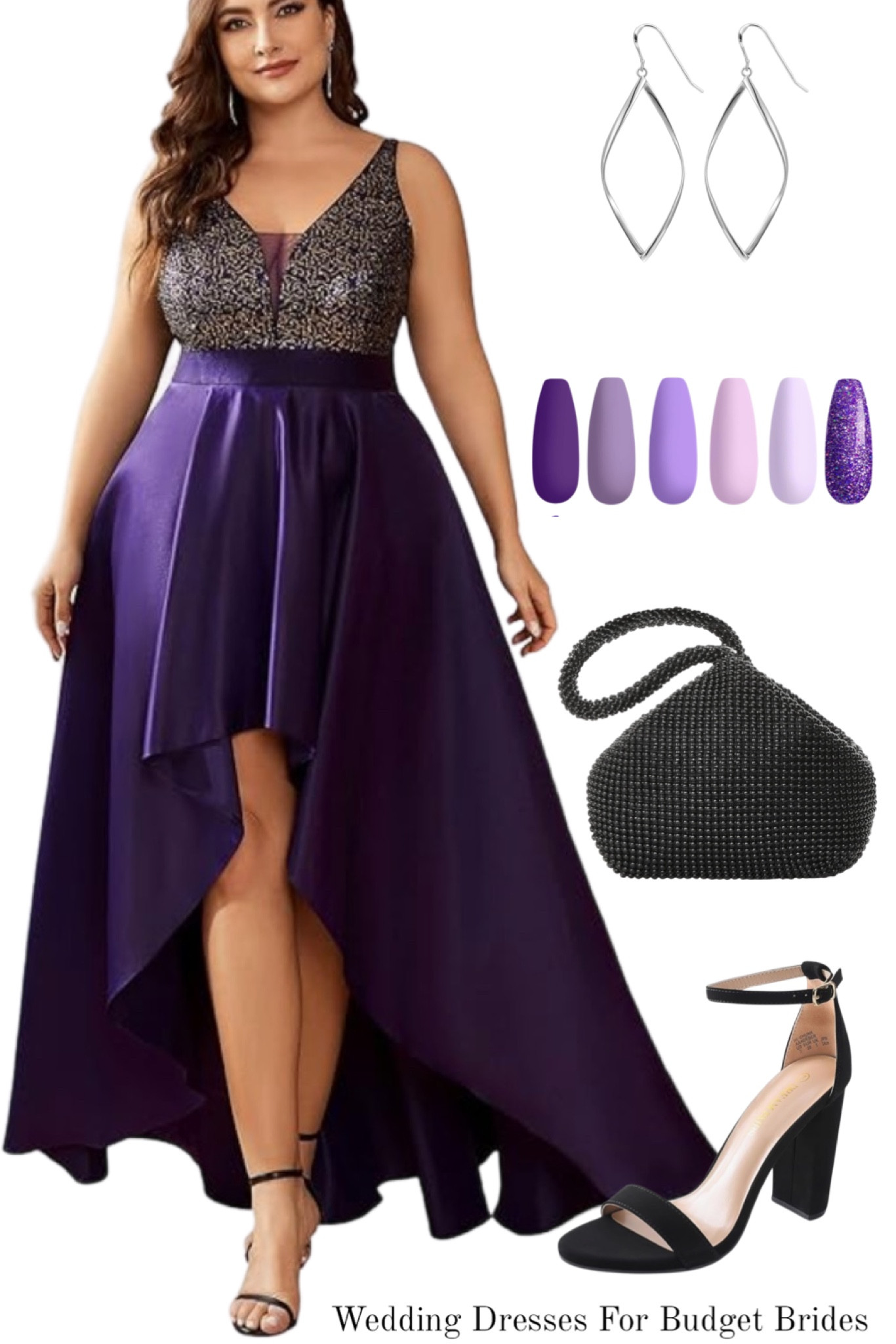 fitted lace wedding dress Amazon.com: Purple Cocktail Dress main image 1