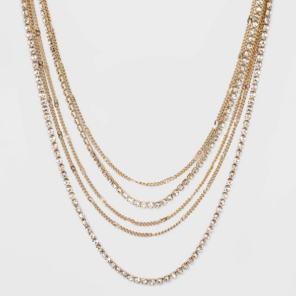14" Multi Row Cup Chain Necklace - A New Day™ Gold | Target