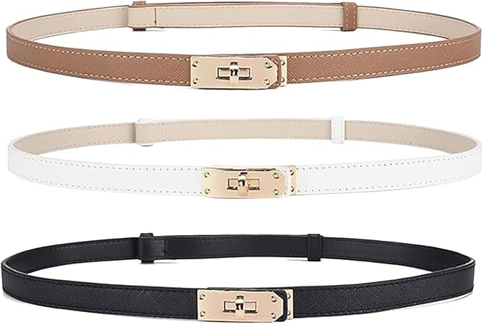 Katyjun Lot de 3 Ceinture Femme,ceintures Cuir Réglable Fine | Amazon (FR)
