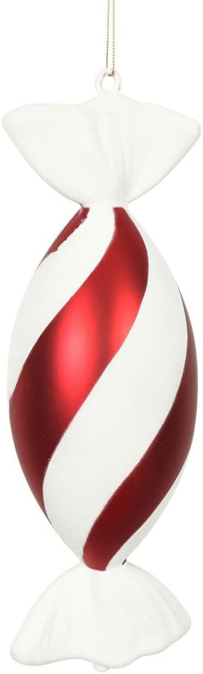 Vickerman 12" Red-White Swirl Drop Candy Christmas Ornament. There are 2 Ornaments per Pack. | Amazon (US)