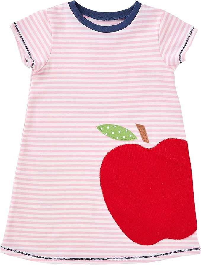 Mud Pie Girls' One Size Apple T-Shirt Dress | Amazon (US)