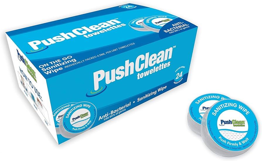 PushClean On the Go Sanitizing Wipes 24 pcs pack | Amazon (US)