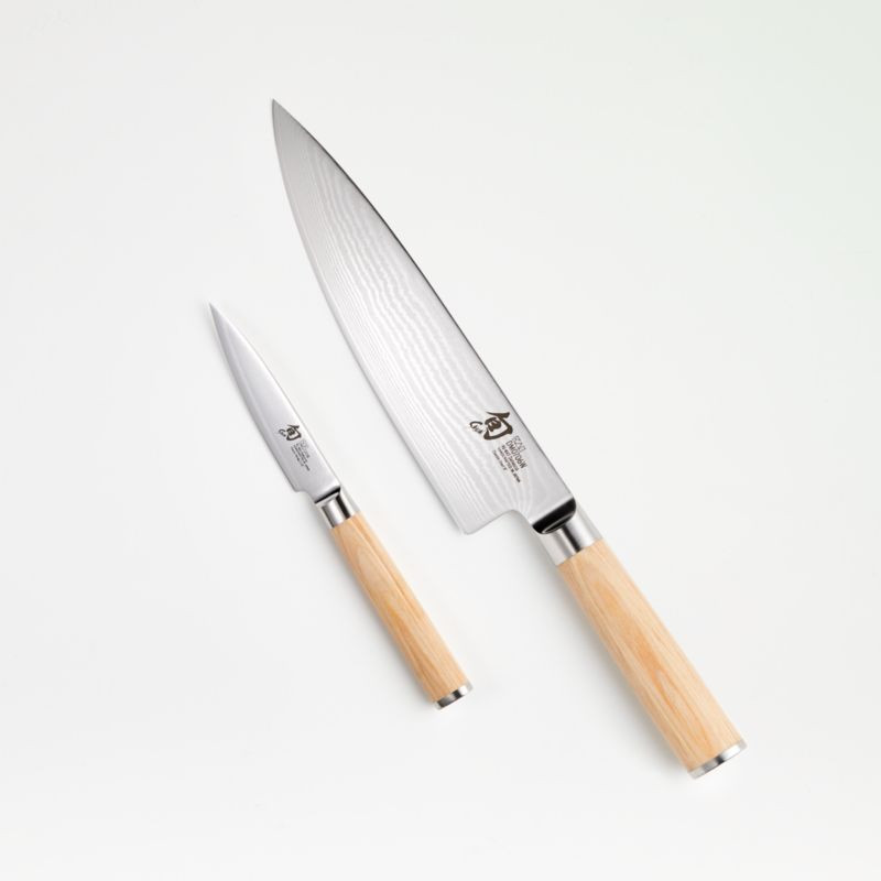 Shun Blonde 2-Piece Knife Starter Set | Crate and Barrel | Crate & Barrel