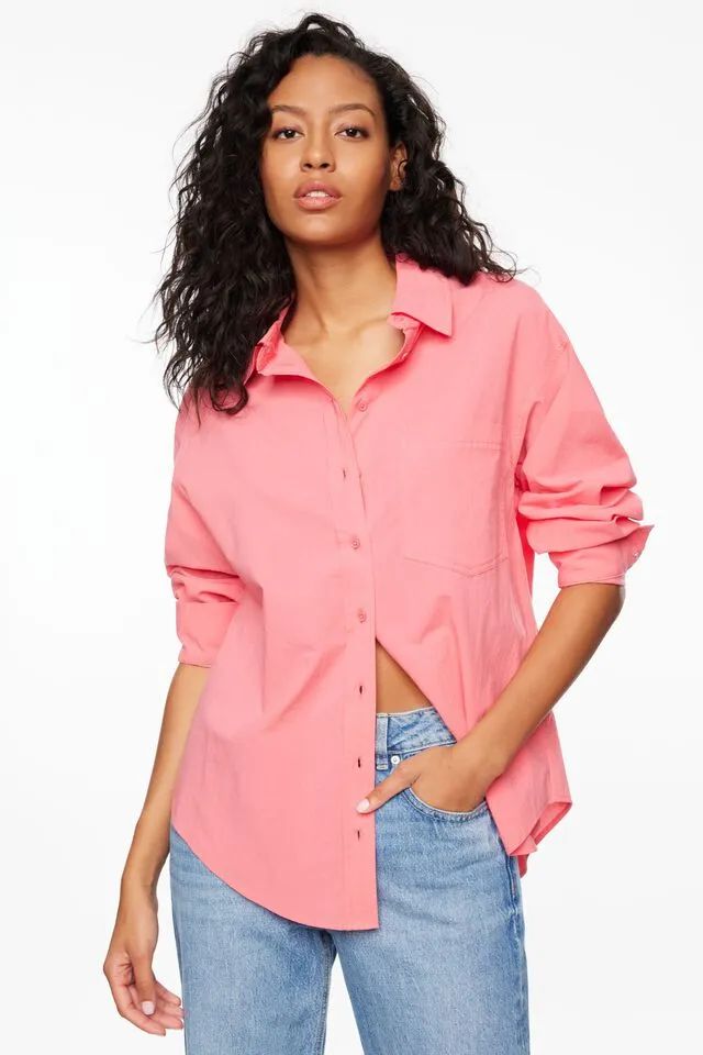 Frida Poplin Button Up Shirt Price reduced from $49.95 to$49.95$40.0020% Off | Dynamite Clothing
