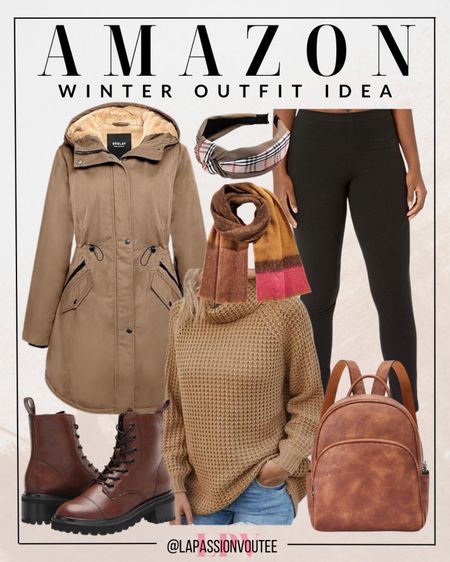 Bundle up in style with this Amazon outfit: a classic coat layered over a cozy sweater and paired with sleek leggings. Step out in fashionable boots and carry your essentials in a chic backpack. Add a touch of flair with a stylish headband and a warm scarf for the perfect winter ensemble.

#LTKstyletip #LTKSeasonal #LTKHoliday