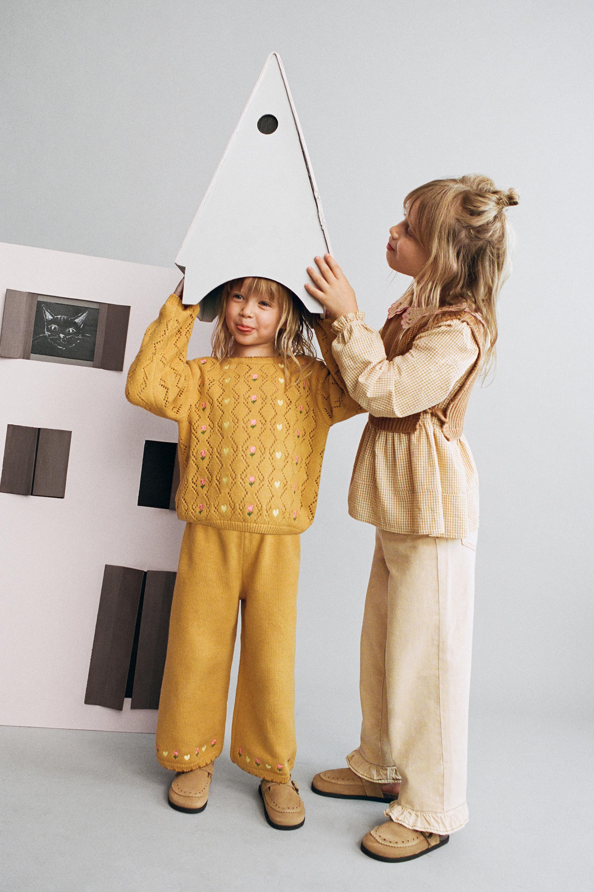 Zara - Openwork Embroidered Floral Jumper - Mustard - 6 Years (45,2 Inches) - Kids | Zara US