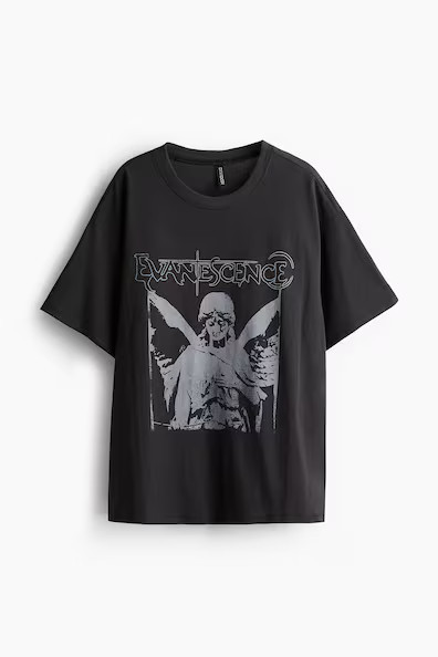 H & M - Oversized Printed T-shirt - Gray | H&M (US + CA)