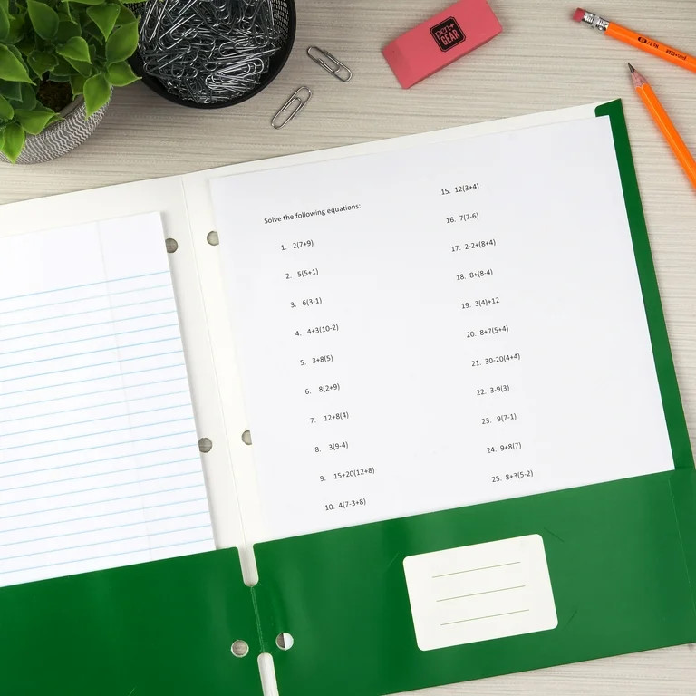 Pen + Gear Two Pocket Paper Folder, Solid Green Color, Letter Size | Walmart (US)