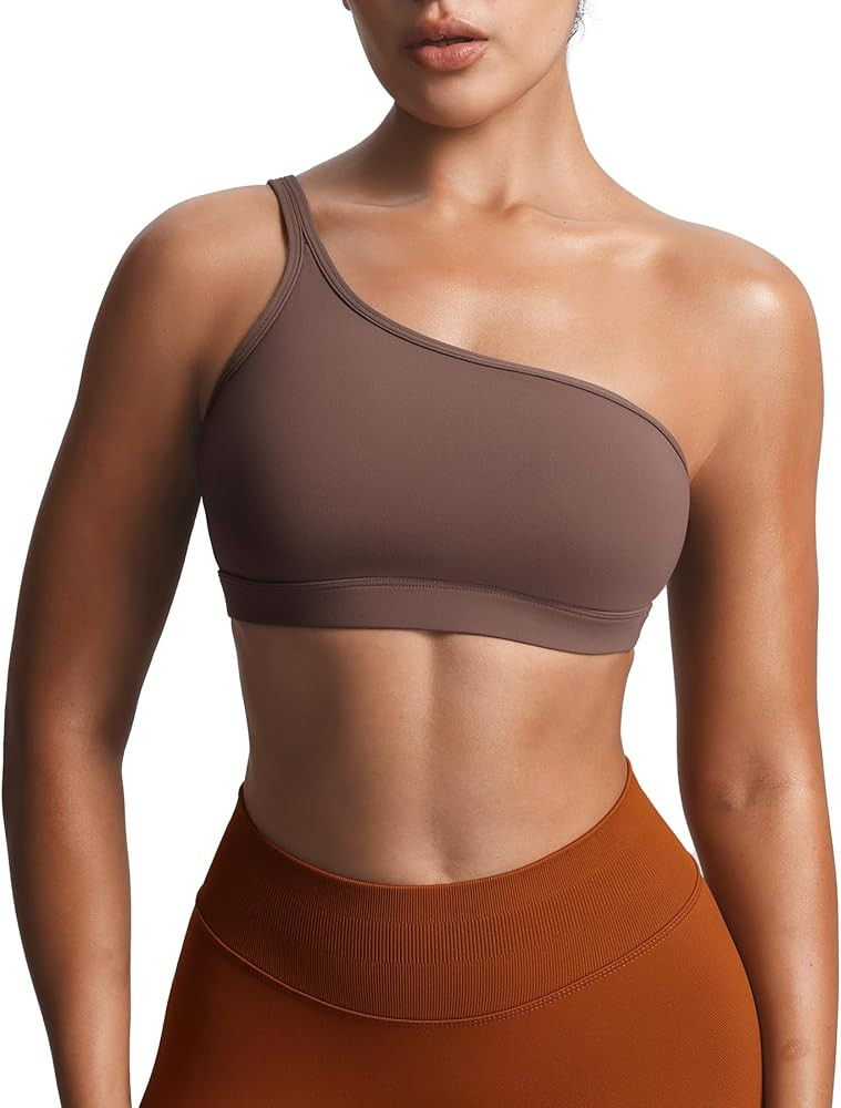 Aoxjox One Shoulder Workout Sports Bras Astoria Asymmetrical Bra | Amazon (US)