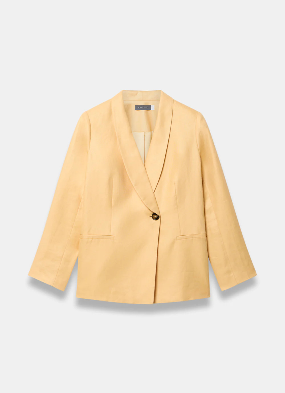 Yellow Ramie Single Breasted Blazer | Mint Velvet