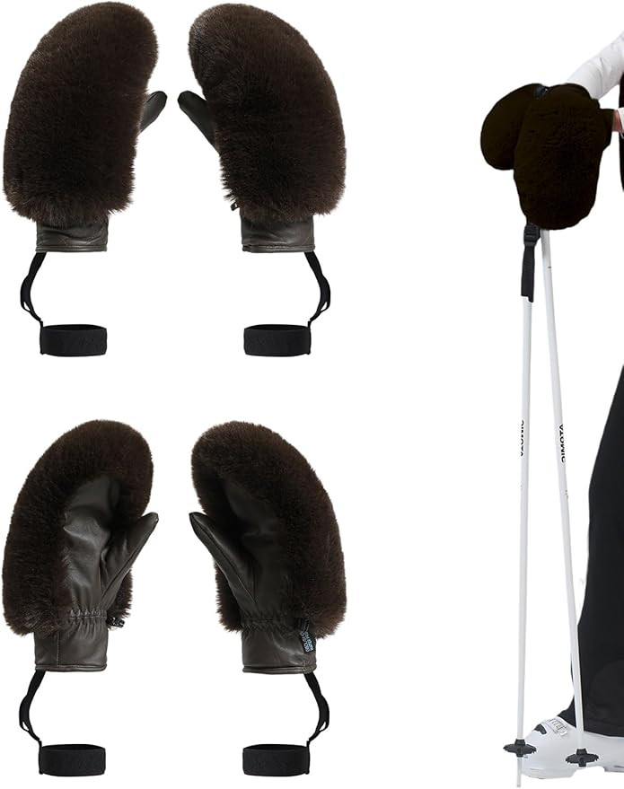 GSOU SNOW Women's Ski Mittens Faux Fur Snowboard Gloves Snow Mittens Winter Outdoor Warm | Amazon (US)