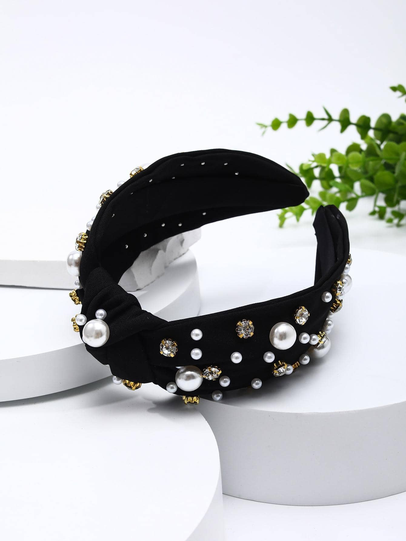 1pc Women Rhinestone & Faux Pearl Decor Knot Detail Fashion Versatile Headband, For Decoration | SHEIN