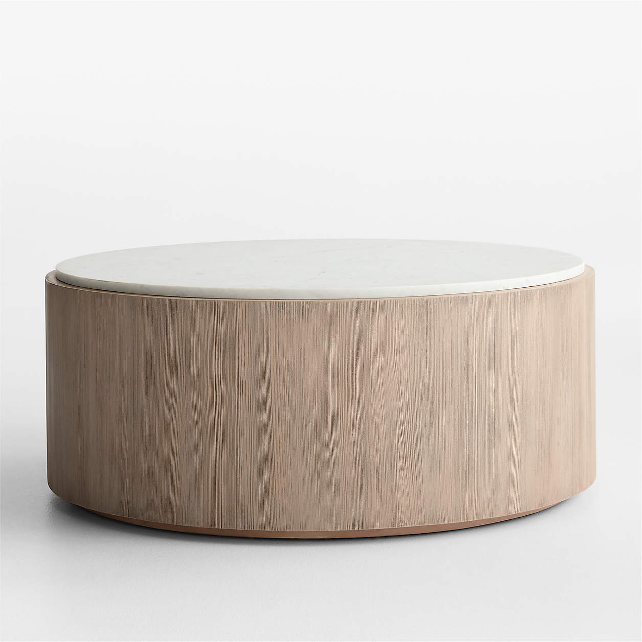 Troupe Marble and Natural Pine Wood 36" Round Coffee Table + Reviews | Crate & Barrel | Crate & Barrel