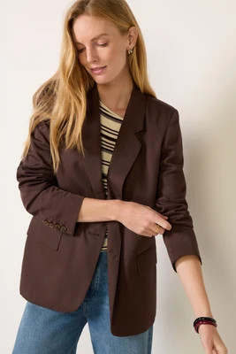 Z SUPPLY Women's Evan Twill Blazer, Size Large, Chocolate Brown | Evereve
