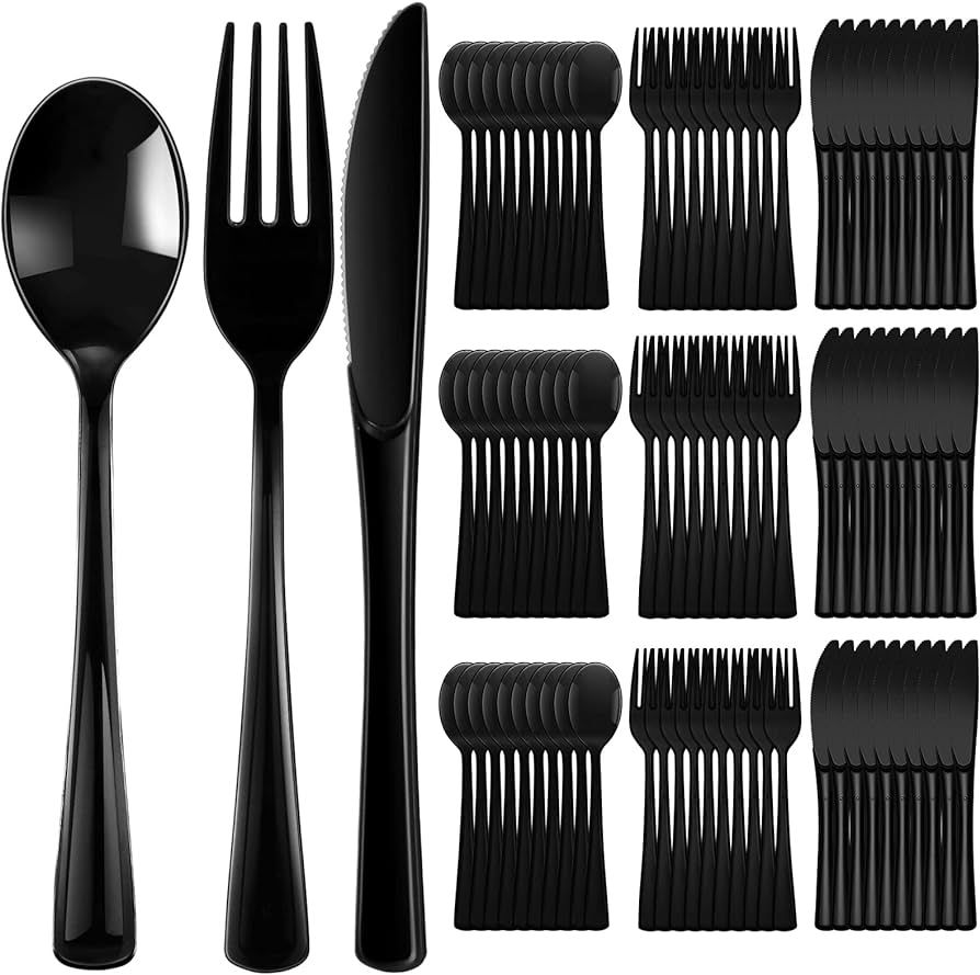 150 Pieces Disposable Cutlery Set Plastic Silverware Heavy Duty Utensil Sets 50 Forks 50 Knives 5... | Amazon (US)