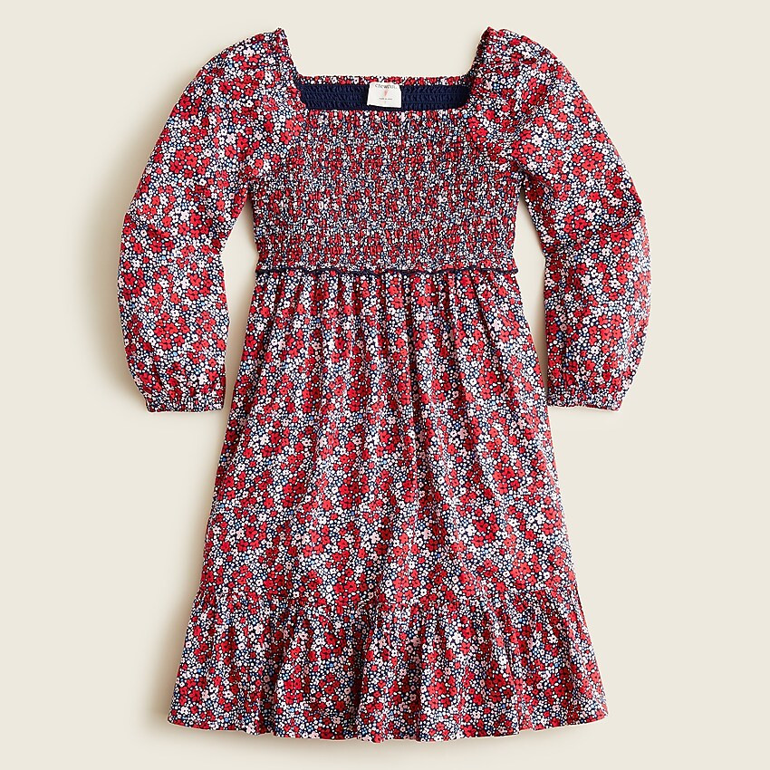 Girls' smocked dress with long sleeves in floral | J. Crew US
