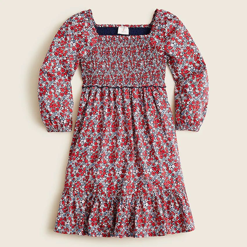 Girls' smocked dress with long sleeves in floral | J.Crew US