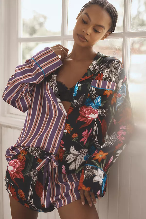 By Anthropologie Oversized Button-Front Pajama Shirt | Anthropologie (US)