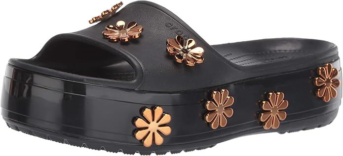 Crocs Women's Crocband Platform Metallic Blooms Slide Sandal | Amazon (US)