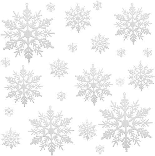 Naler 50 Pieces Plastic Snowflake Ornaments for Christmas Tree Decorations Assorted Sizes Christm... | Amazon (US)