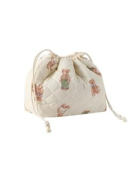 Cotton Quilted Drawstring Makeup Bag with Canvas Lining,Coquette Aesthetic Cute Travel Toiletry B... | Amazon (US)