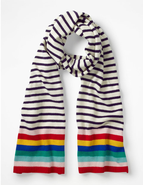 Stripe Detail Scarf Ivory and Navy Stripe Women Boden | Boden (US)