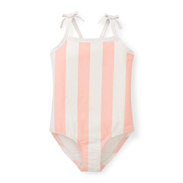 Hope & Henry Girls' Pink and White Striped Cross Back Swim Containing Recycled Fibers, Toddler | Target