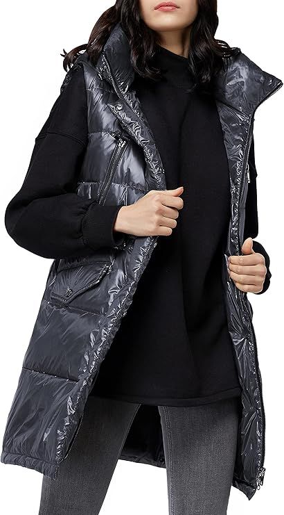 Amazon.com: Orolay Womens' Down Vest with Stand Collar Thick Hooded Sleeveless Winter Coats Black... | Amazon (US)