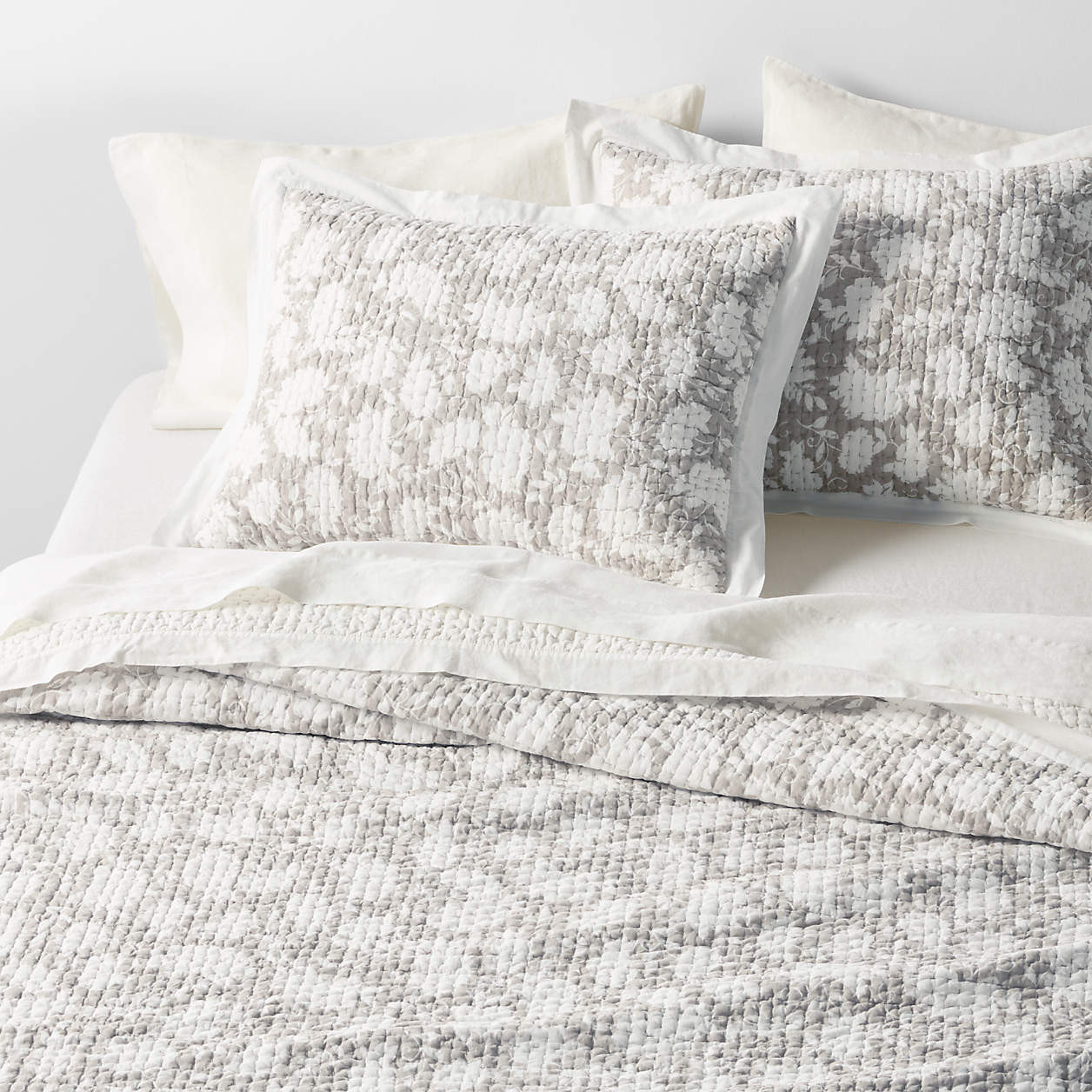 Celeste Organic Cotton Navy Diamond Print King Quilt + Reviews | Crate & Barrel | Crate & Barrel