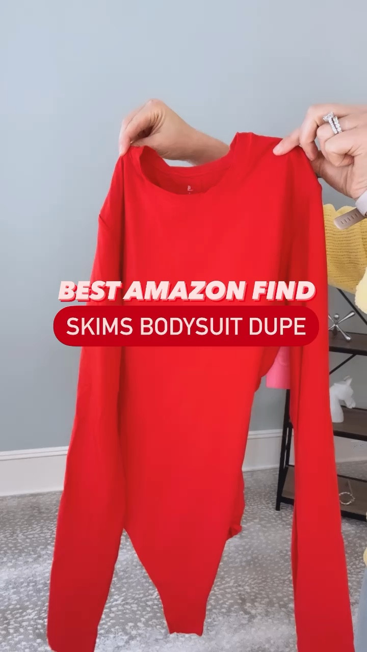 Tray - I’ve been searching high & low and *finally* found the best #skims #bodysuit #dupe on @amazon! So obsessed with the look, feel and fit of this one…and the color is gorgeous! And the best part - it’s $31.99 (less than half the price of #Skims)! Color I’m wearing is Ruby & wearing the medium (True to size)! Linking my Amazon sandals and Gap jeans too!

#LTKFind #LTKunder50 #LTKstyletip