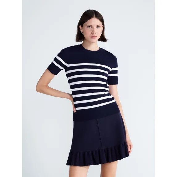 Free Assembly Women's and Women's Plus Cozy Yarn Sweater Tee with Short Sleeves, Sizes XS-4X | Walmart (US)