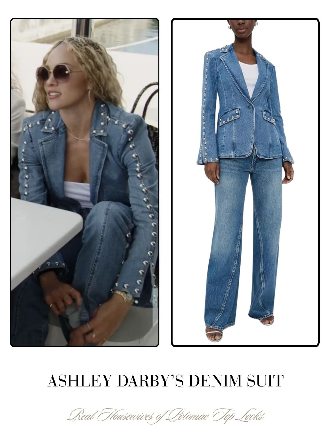 Ashley Darby’s Denim
Studded Blazer and Pants Suit