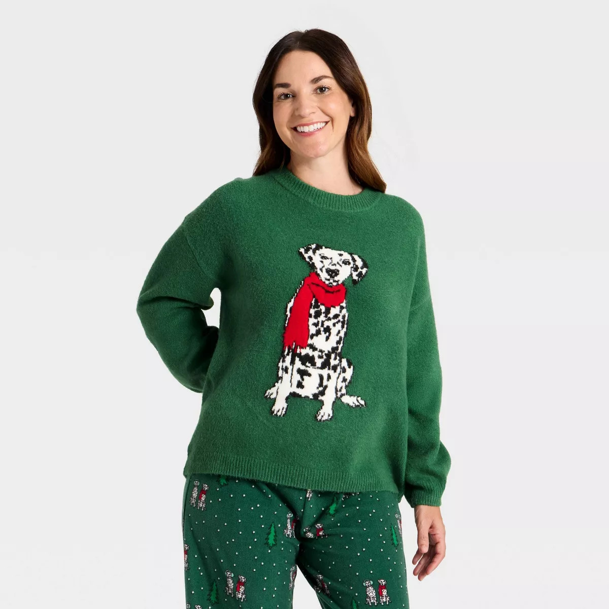 Women's Dalmatian Holiday Matching Family Sweater - Wondershop™ Green S | Target