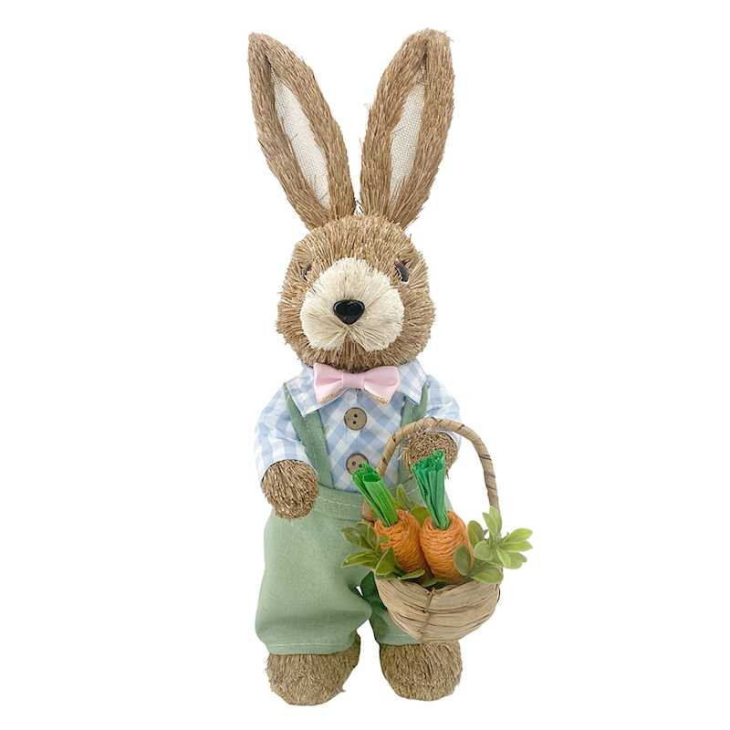 Sisal Boy Rabbit with Basket, 14" | At Home