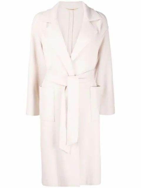 belted wrap wool coat | Farfetch (US)