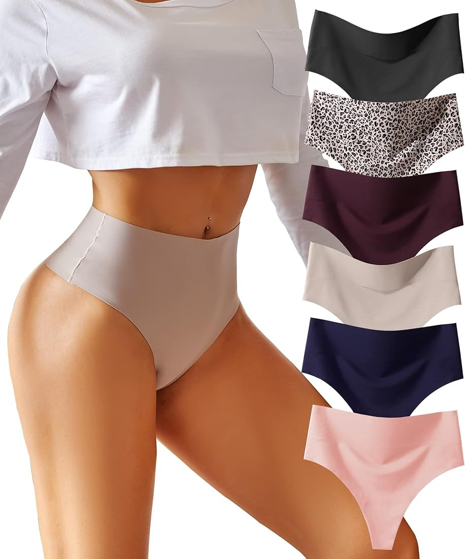 Knowyou High Waisted Thongs for Women Seamless Underwear for Women No Show Sexy Breathable Pantie... | Amazon (US)