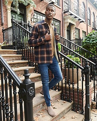 Slim Plaid Sherpa Lined Flannel Shirt Jacket | Express