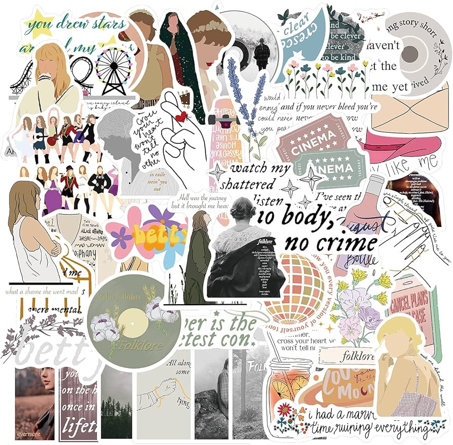 50Pcs Folklore and Evermore Stickers, Waterproof Vinyl Stickers Decals for Laptop Water Bottle Bu... | Amazon (US)